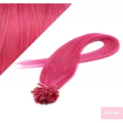 50cm vlasy na keratin - růžová