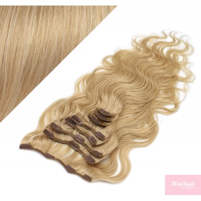 50cm clip in vlnité vlasy evropského typu REMY - přírodní blond