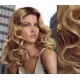 20" (50cm) Clip in wavy human REMY hair - light blonde/natural blonde 