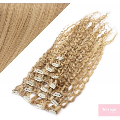 50cm clip in kudrnaté vlasy evropského typu REMY - přírodní / světlejší blond