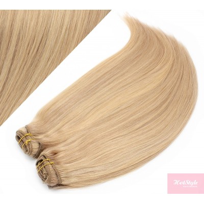 50cm DELUXE clip in sada - přírodní / světlejší blond