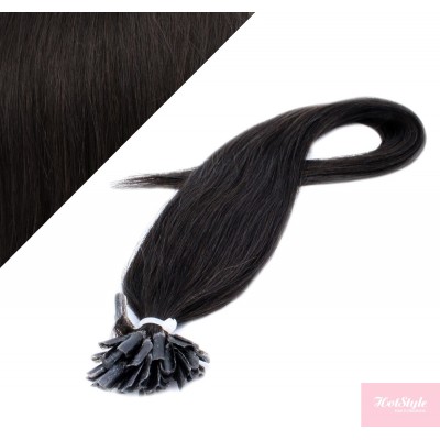 40cm vlasy na keratin - přírodní černá