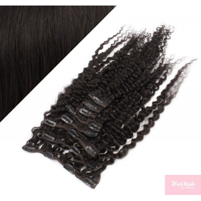 50cm clip in kudrnaté vlasy evropského typu REMY - přírodní černá
