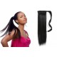 Clip in human hair ponytail wrap hair extension 24" straight - black