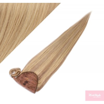 60 cm culík / cop z lidských vlasů rovný - přírodní / světlejší blond