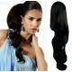 Clip in human hair ponytail wrap hair extension 20" wavy - black