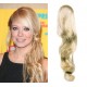 Clip in human hair ponytail wrap hair extension 20" wavy - platinum blonde