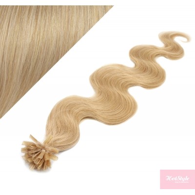 50cm vlasy na keratin vlnité - přírodní blond