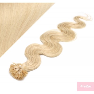 50cm vlasy na keratin vlnité - nejsvětlejší blond