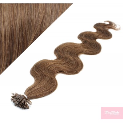 50cm vlasy na keratin vlnité - světlejší hnědé