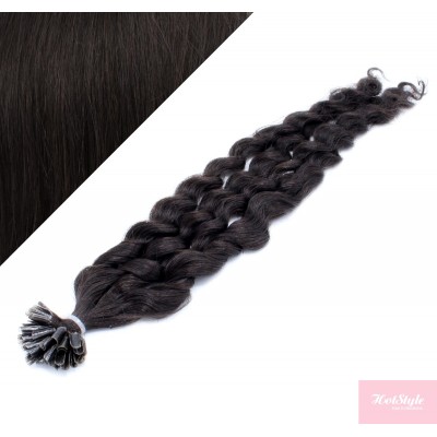 50cm vlasy na keratin kudrnaté - přírodní černá