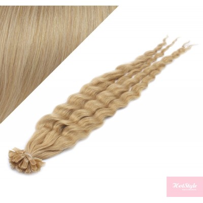 60cm vlasy na keratin kudrnaté - přírodní blond