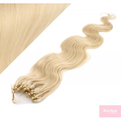 50cm micro ring / easy ring vlasy vlnité - nejsvětlejší blond