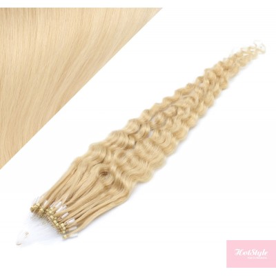 50cm micro ring / easy ring vlasy kudrnaté - nejsvětlejší blond