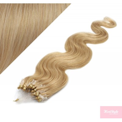 60cm micro ring / easy ring vlasy vlnité - přírodní blond