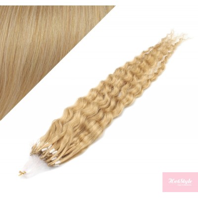 60cm micro ring / easy ring vlasy kudrnaté - přírodní blond