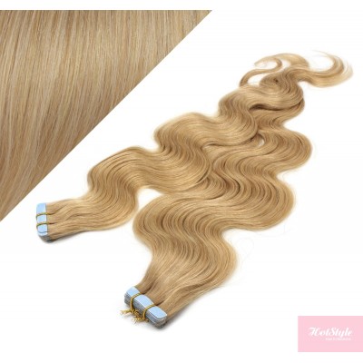 50cm Tape vlasy / Tape IN vlnité - přírodní blond