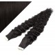 50cm Tape vlasy / Tape IN kudrnaté - přírodní černá