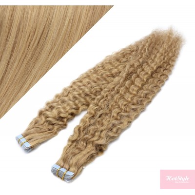 50cm Tape vlasy / Tape IN kudrnaté - přírodní / světlejší blond