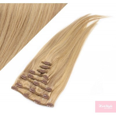 70cm clip in lidské REMY vlasy evropského typu - přírodní / světlejší blond