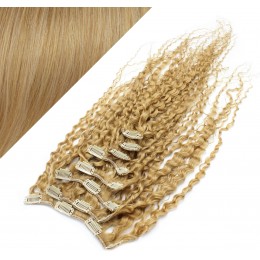 50cm clip in kudrnaté vlasy evropského typu REMY - přírodní blond