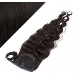 50 cm culík / cop z lidských vlasů vlnitý - přírodní černá