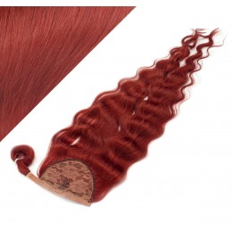50 cm culík / cop z lidských vlasů vlnitý - měděná