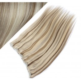 Clip vlasový pás remy 63cm rovný – platina / světle hnědá