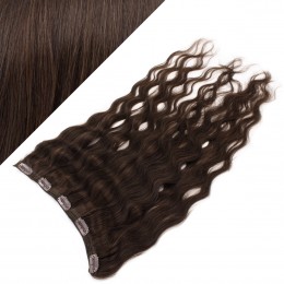 Clip vlasový pás remy 43cm vlnitý – tmavě hnědá