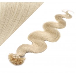 50cm vlasy na keratin vlnité - platina