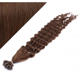 50cm vlasy na keratin kudrnaté - tmavě hnědá