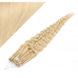 60cm micro ring / easy ring vlasy kudrnaté - nejsvětlejší blond