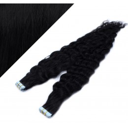 60cm Tape vlasy / Tape IN kudrnaté - černá